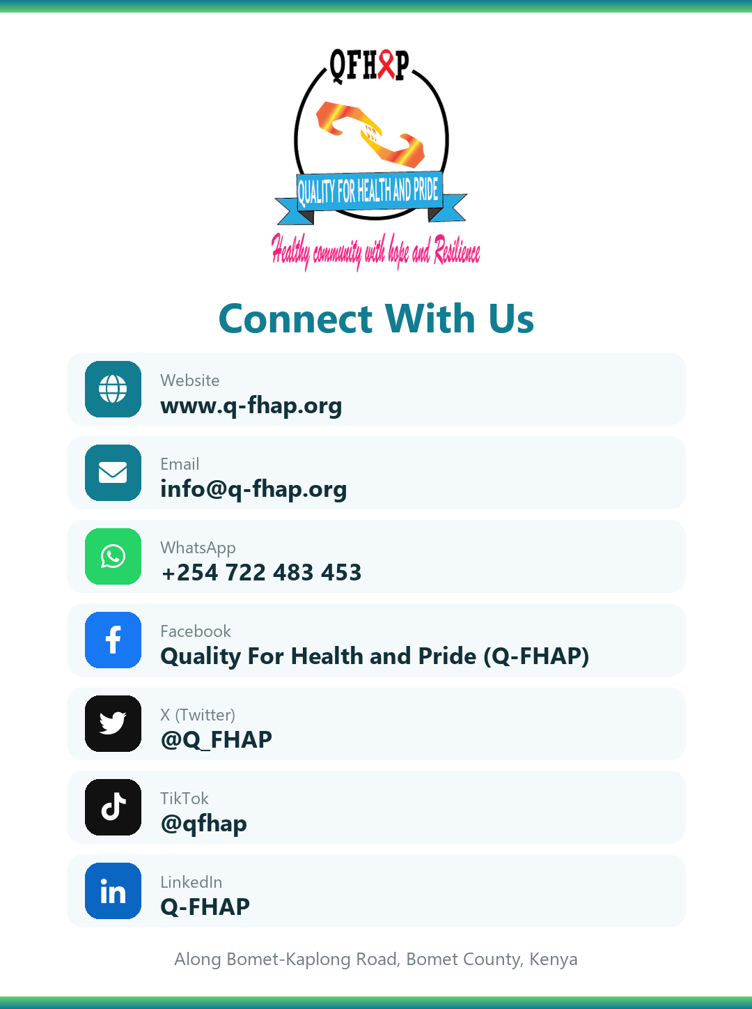 Connect with Q-FHAP on social media